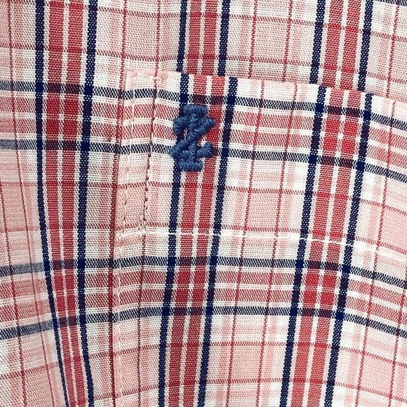 Izod Mens Flip Cuff Button Down Size S Premium Shirt Pink Blue Plaid Preppy - Picture 4 of 10